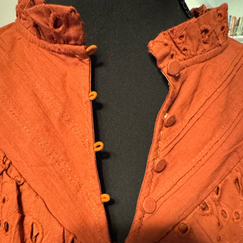 Women's Rust Blouse with Eyelet Details Beautiful color and style
